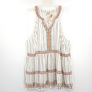 Savanna‎ Jane NWT striped embroidered aztec tank tunic top Size 2X western